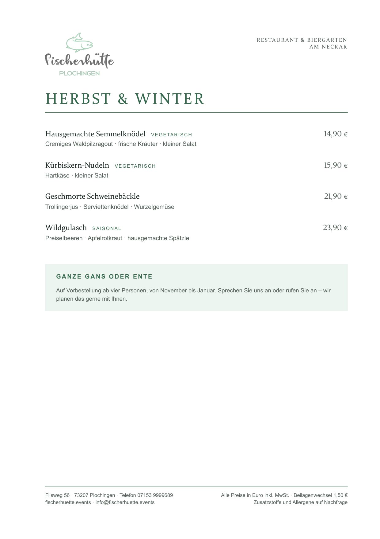 Herbstkarte Fischerhütte Plochingen, Seite 5 von 11: Herbst & Winter